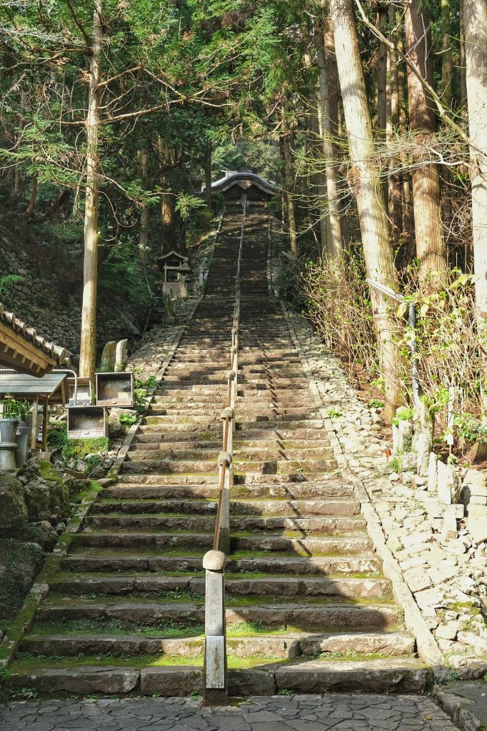 Les escaliers amenant vers le temple Shoryuji