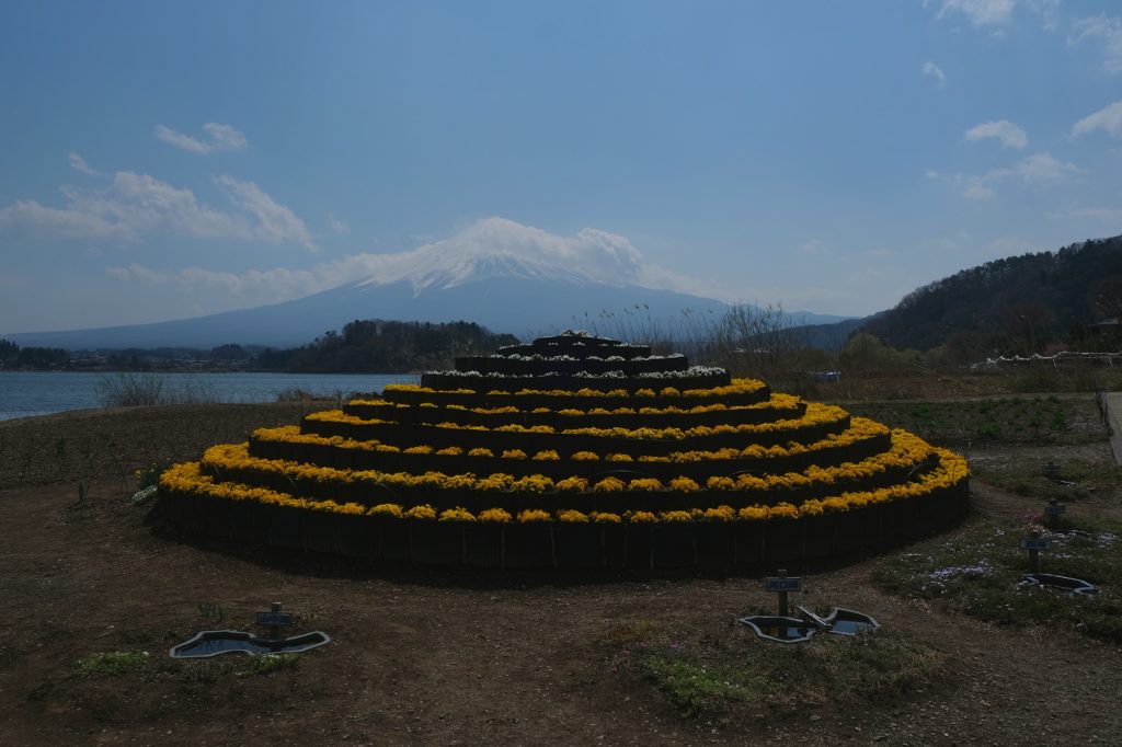Représentation du Mont Fuji et de ses lacs