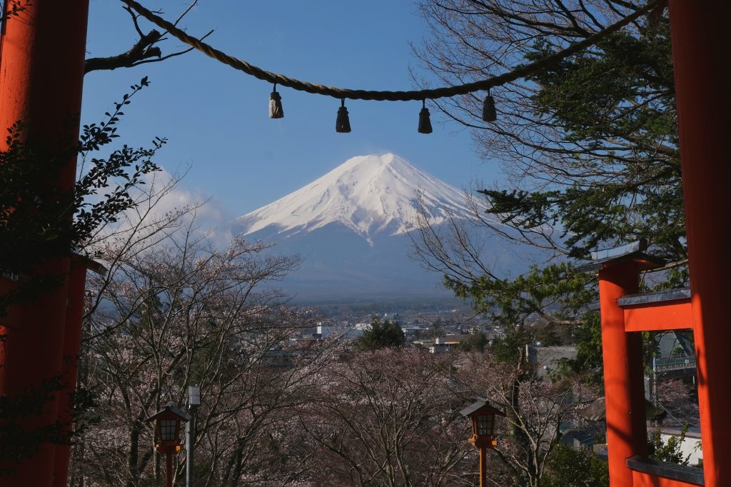 Le mont Fuji et le torii de Arakurayama