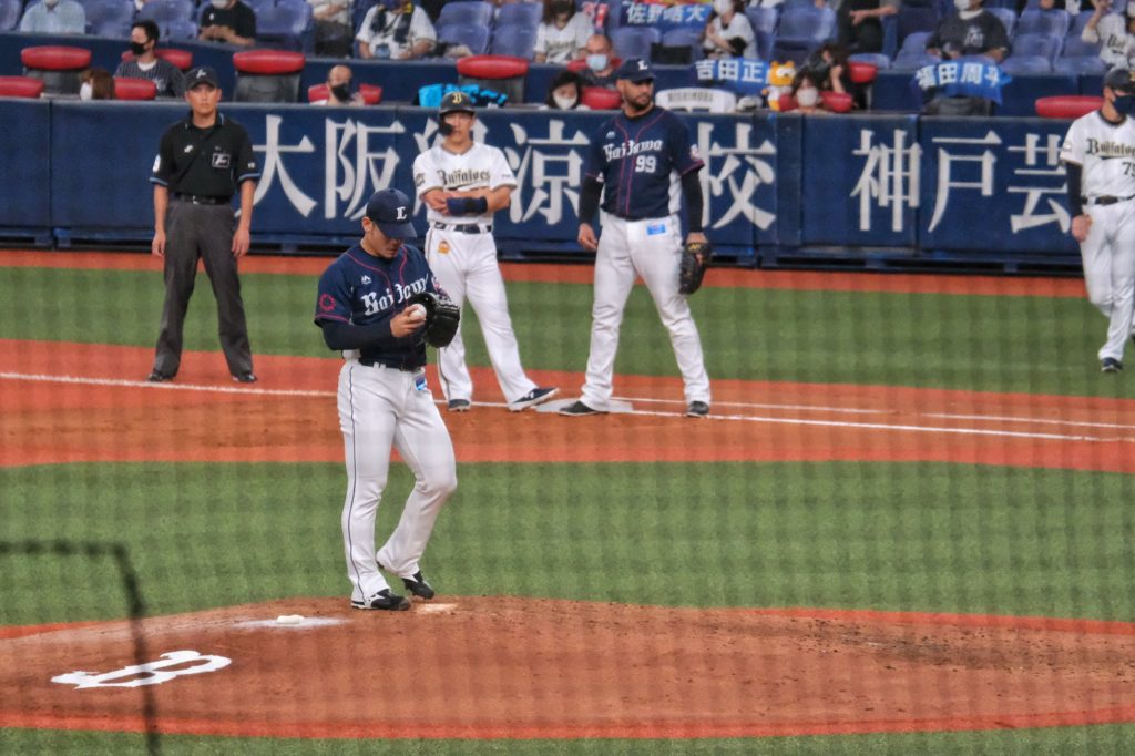 Préparation au lancer pour l'équipe des Seibu Lions
